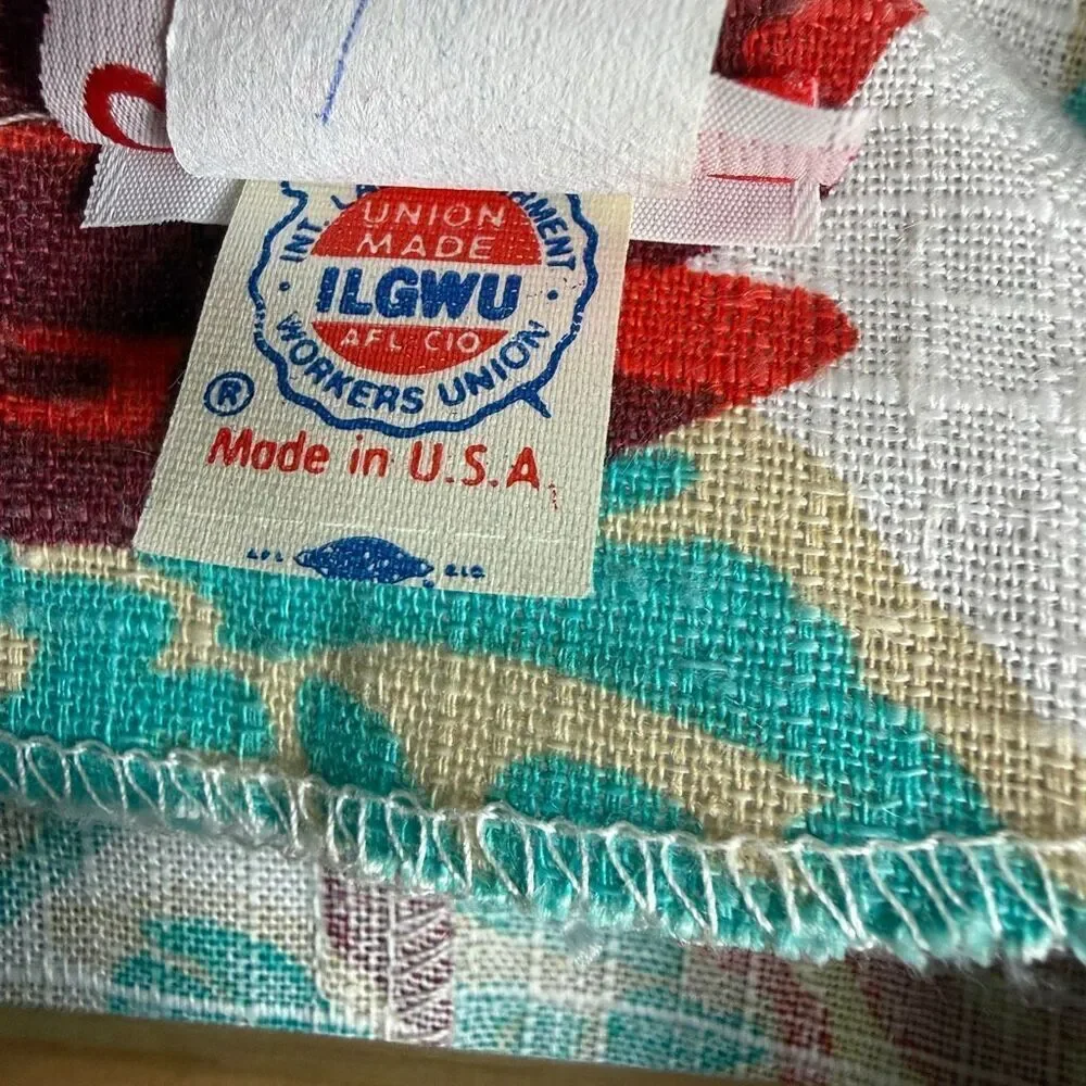 Vintage Linen Floral Blazer Union Made in the USA Size Large 11/12